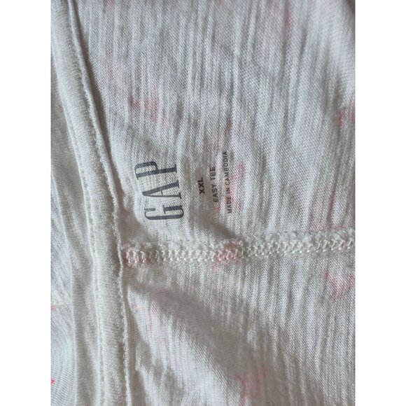 Gap White V-Neck Short Sleeve Flamingo Print T-Shirt XXL Easy Fit Casual Top - Picture 4 of 6